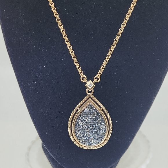 Brighton Vintage Crystal Rocks Teardrop Pendant Necklace - Picture 6 of 7